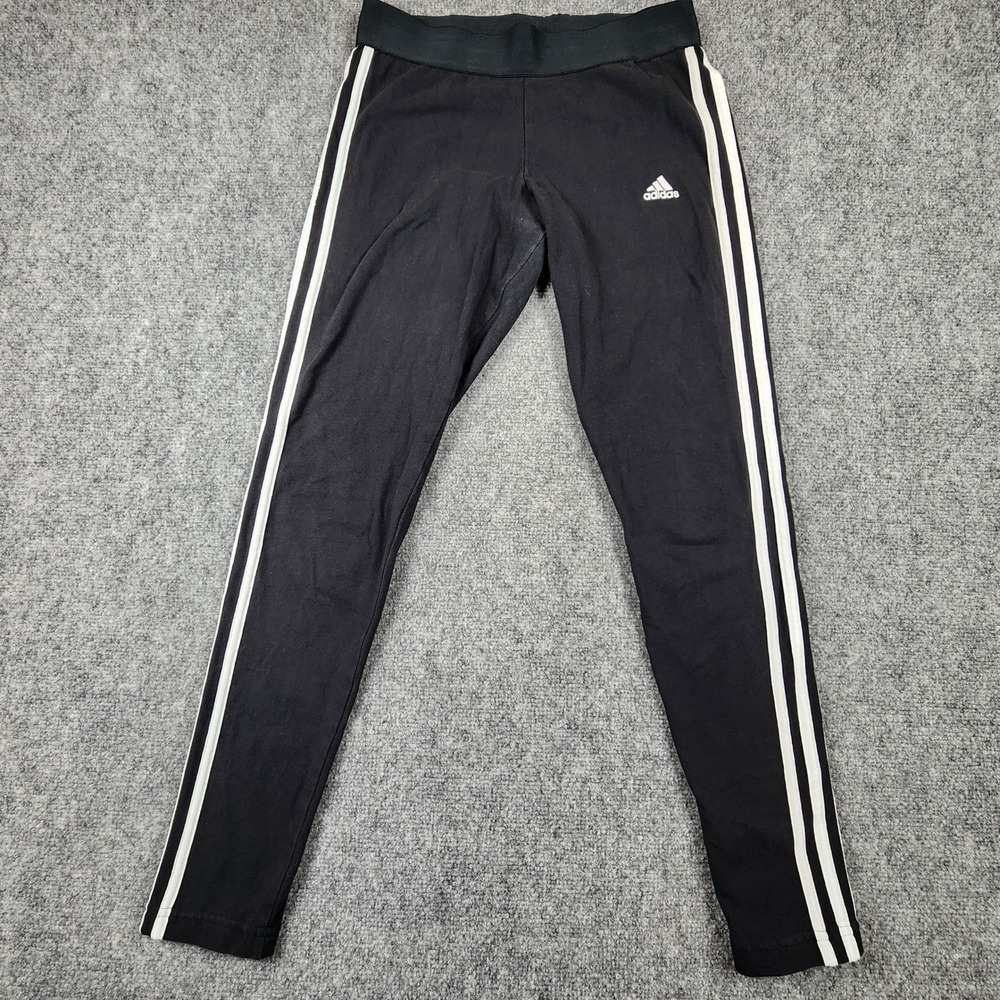 Adidas Essentials 3-Stripes Leggings Black White Womens Medium Regular Fit